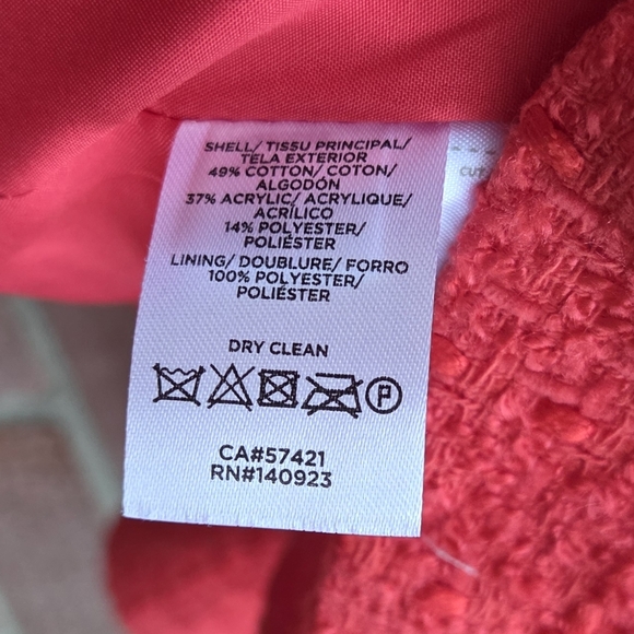 Loft Tweed Double Breasted Coral Red Blazer Size 12 - Picture 7 of 8